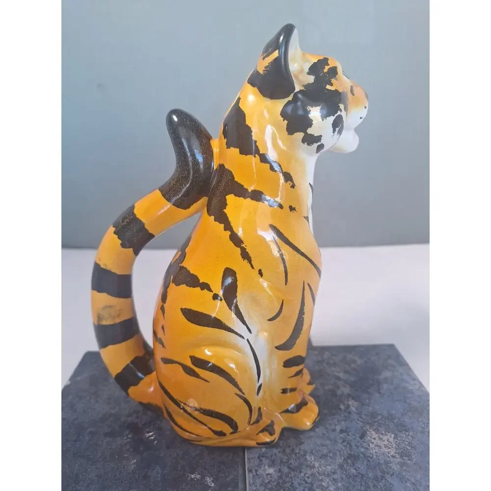 Vintage 1975 R.E.M.O Italy Tiger Ceramic Pitcher Decanter MCM Art Pottery- NM!